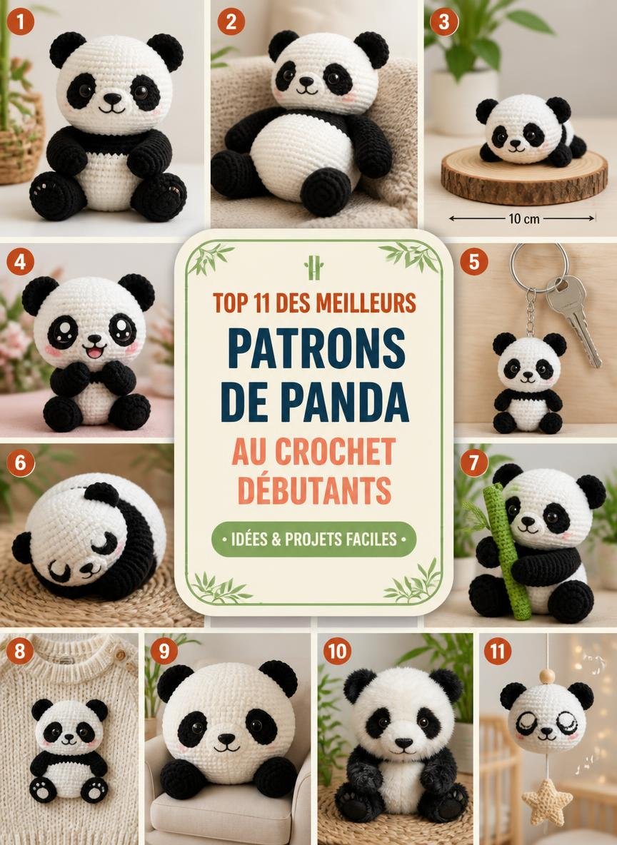 Modèles et patrons de panda au crochet amigurumi faciles pour débutants