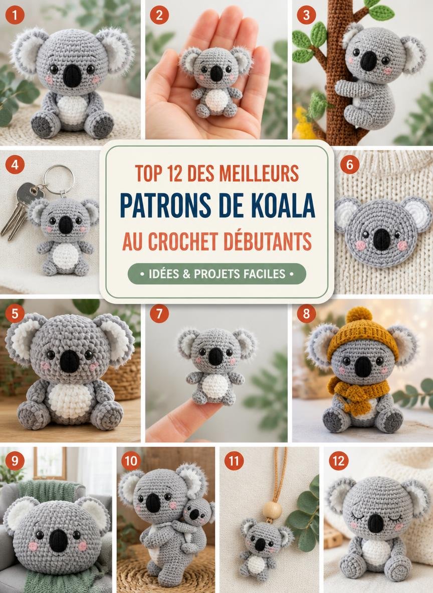 Modèles et patrons de koala au crochet amigurumi faciles pour débutants