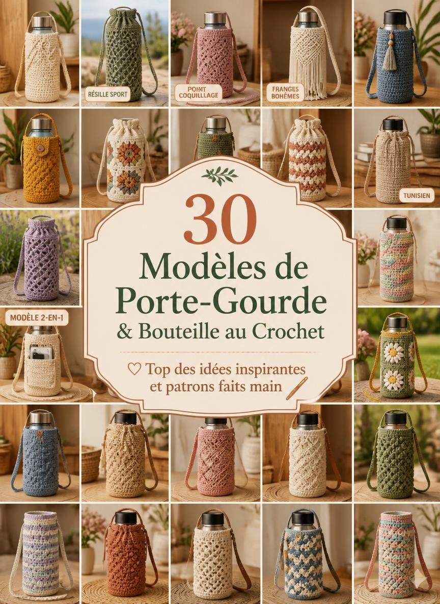 Top 30 des modèles de porte-gourde et porte-bouteille nomade au crochet faits main