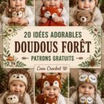 Épingle Pinterest doudous animaux de la forêt au crochet, patrons gratuits