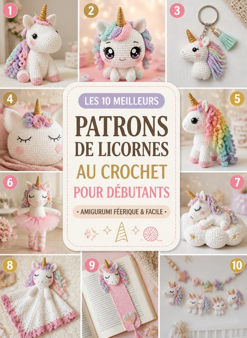 Modèles et patrons de licornes au crochet amigurumi faciles pour débutants