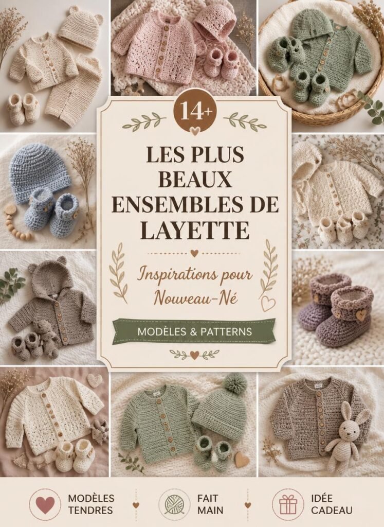 Inspiration : Les plus beaux ensembles de layette au crochet pour nouveau-né