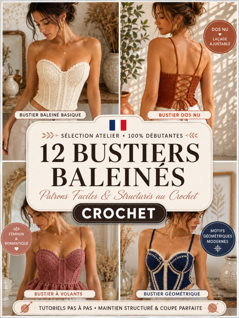 12 Patrons de Bustiers Baleinés au Crochet Faciles pour Débutantes