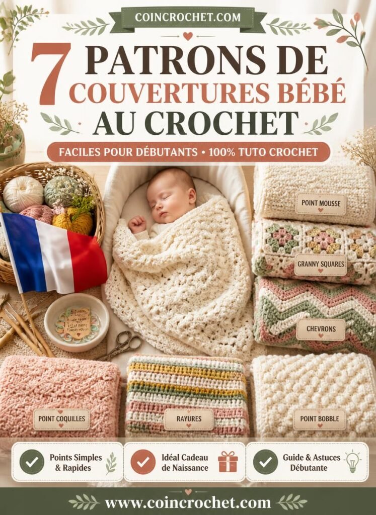 7 Patrons de Couvertures Bébé au Crochet Faciles pour Débutants