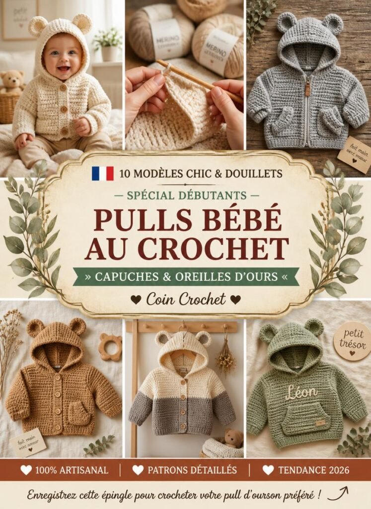 10 Patrons de Pulls Bébé à Capuche et Oreilles d&rsquo;Ours Faciles pour Débutants