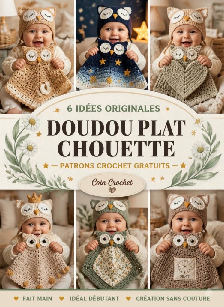 6 Idées Originales de Doudou Plat Chouette Réalisé au Crochet