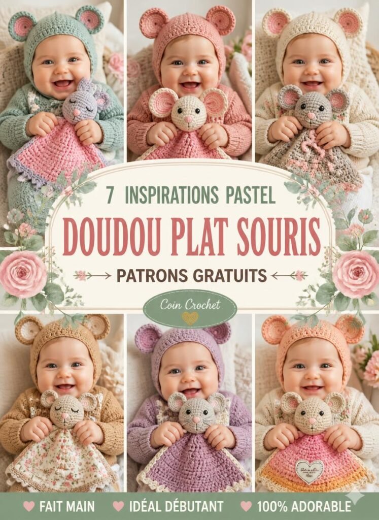 7 Inspirations Pastel pour Réaliser un Doudou Plat Souris au Crochet