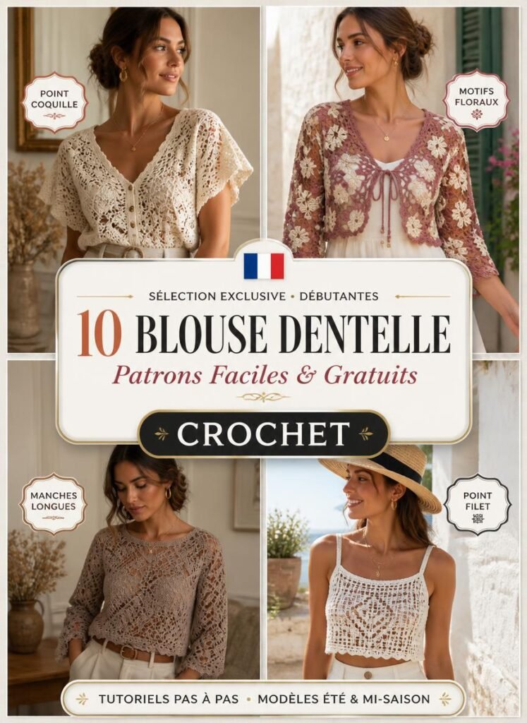 10 Patrons de Blouses Dentelle au Crochet Faciles pour Débutantes