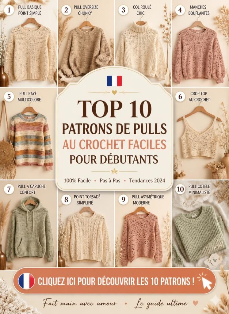 10 Patrons de Pulls au Crochet Faciles pour Débutants