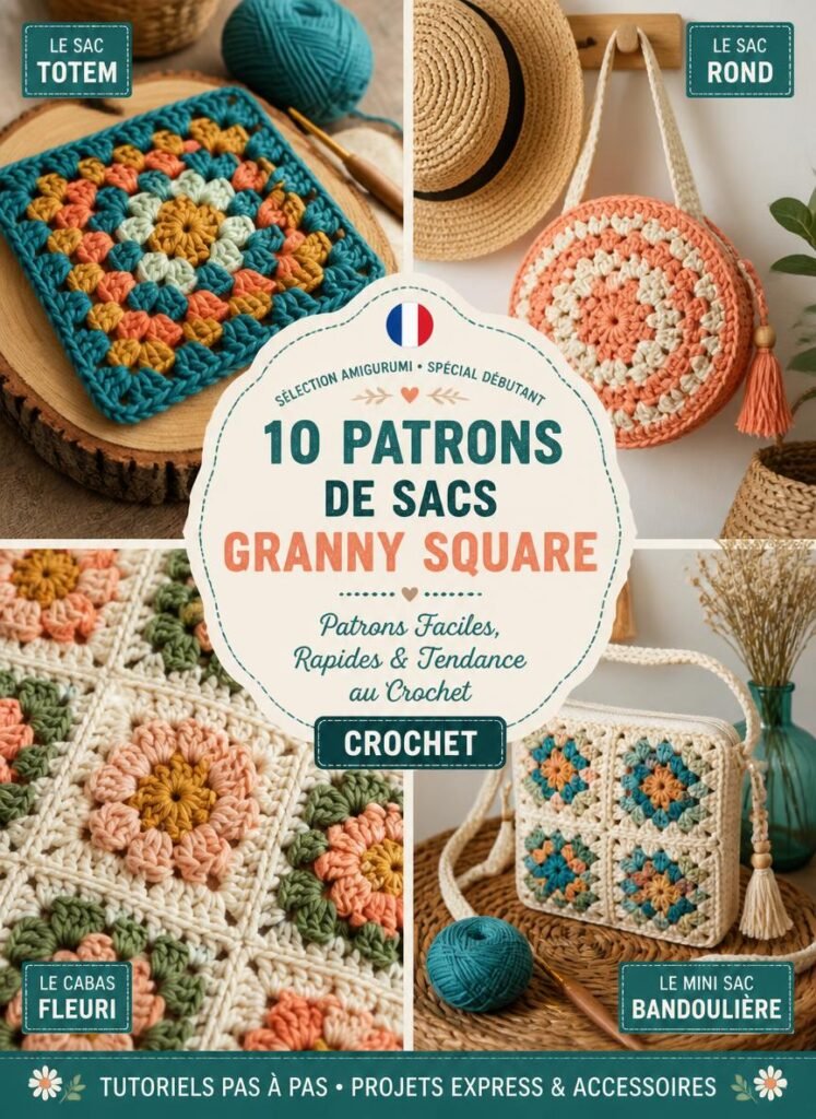 10 Patrons de Sacs Granny Square Faciles et Rapides pour Débutantes