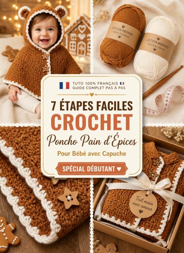 7 Étapes Faciles pour Crocheter un Poncho Capuche Pain d&rsquo;Épices Bébé